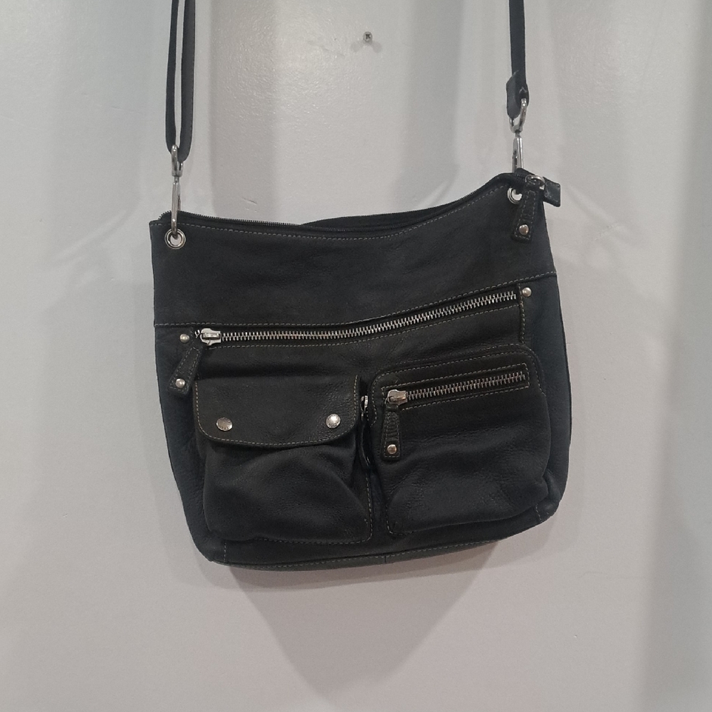 Fossil Black Crossbody Bag with Silver Accents